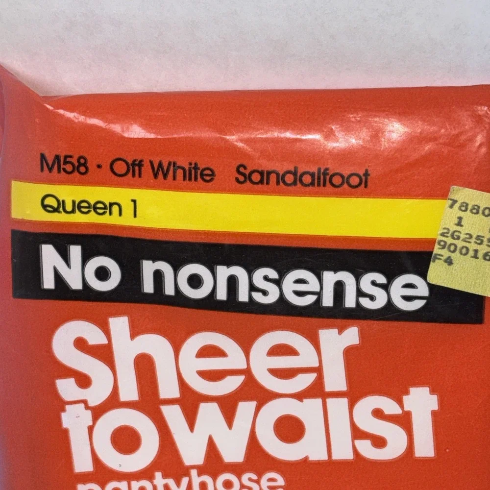 No Nonsense Sheer to Waist Pantyhose Vtg Sandalfoot OFF white Size Queen 1 M58